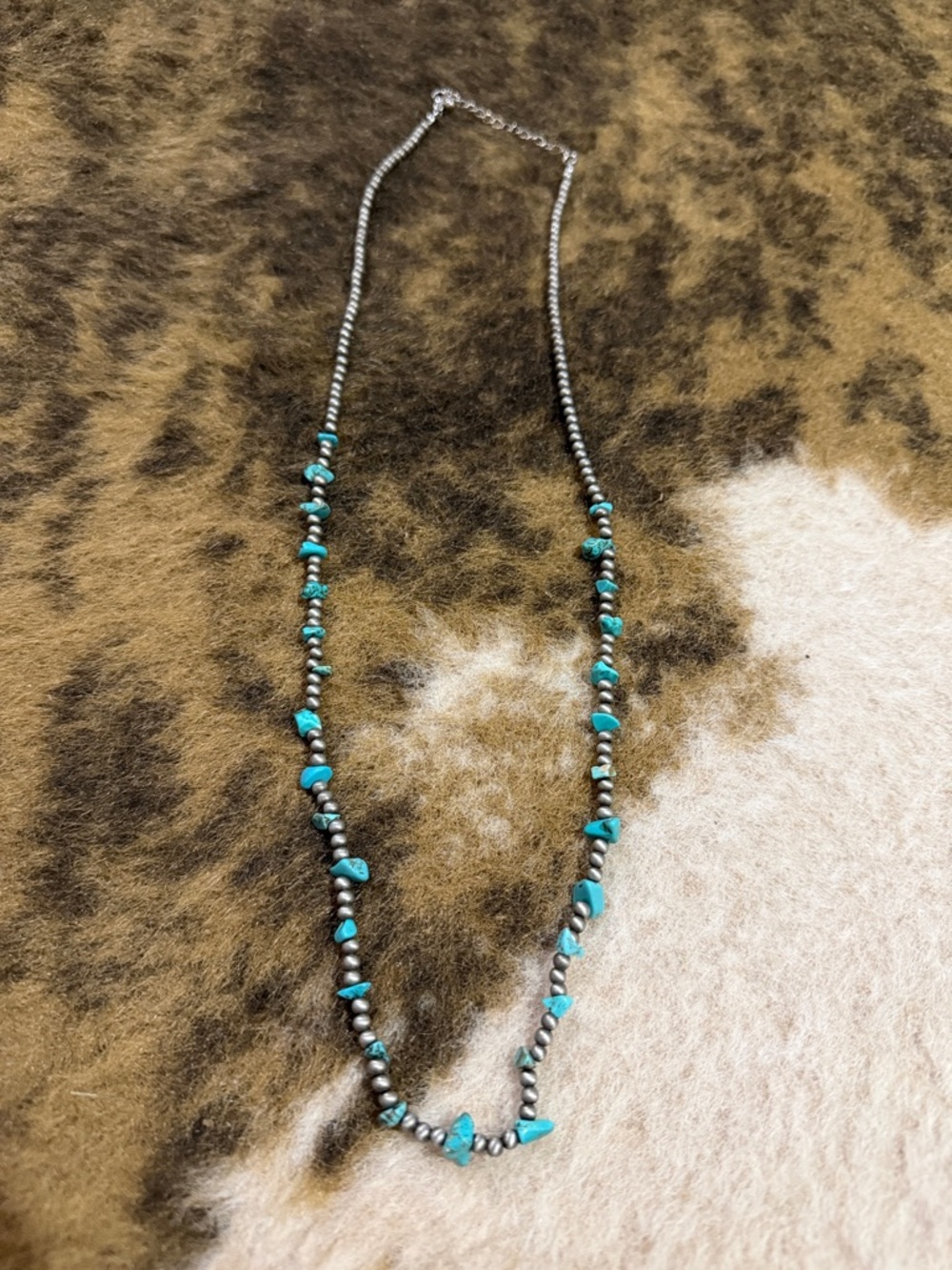 Turquoise and Silver Beaded Necklace - Women Jewelry